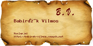 Babirák Vilmos névjegykártya